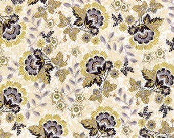 Hoffman Fabrics - Moonlight Peacock Cream/Gold - Metallic Cotton Fabric