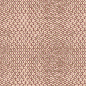 May include: A repeating pattern of small, light tan star-shaped flowers on a muted red background. The flowers are evenly spaced, creating a textured, all-over design. This fabric is suitable for various craft and home decor projects.
