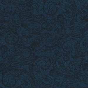 RJR Fabrics - Delhi - Tonal Paisley Deep Blue Fabric by Jinny Beyer - Cotton Fabric