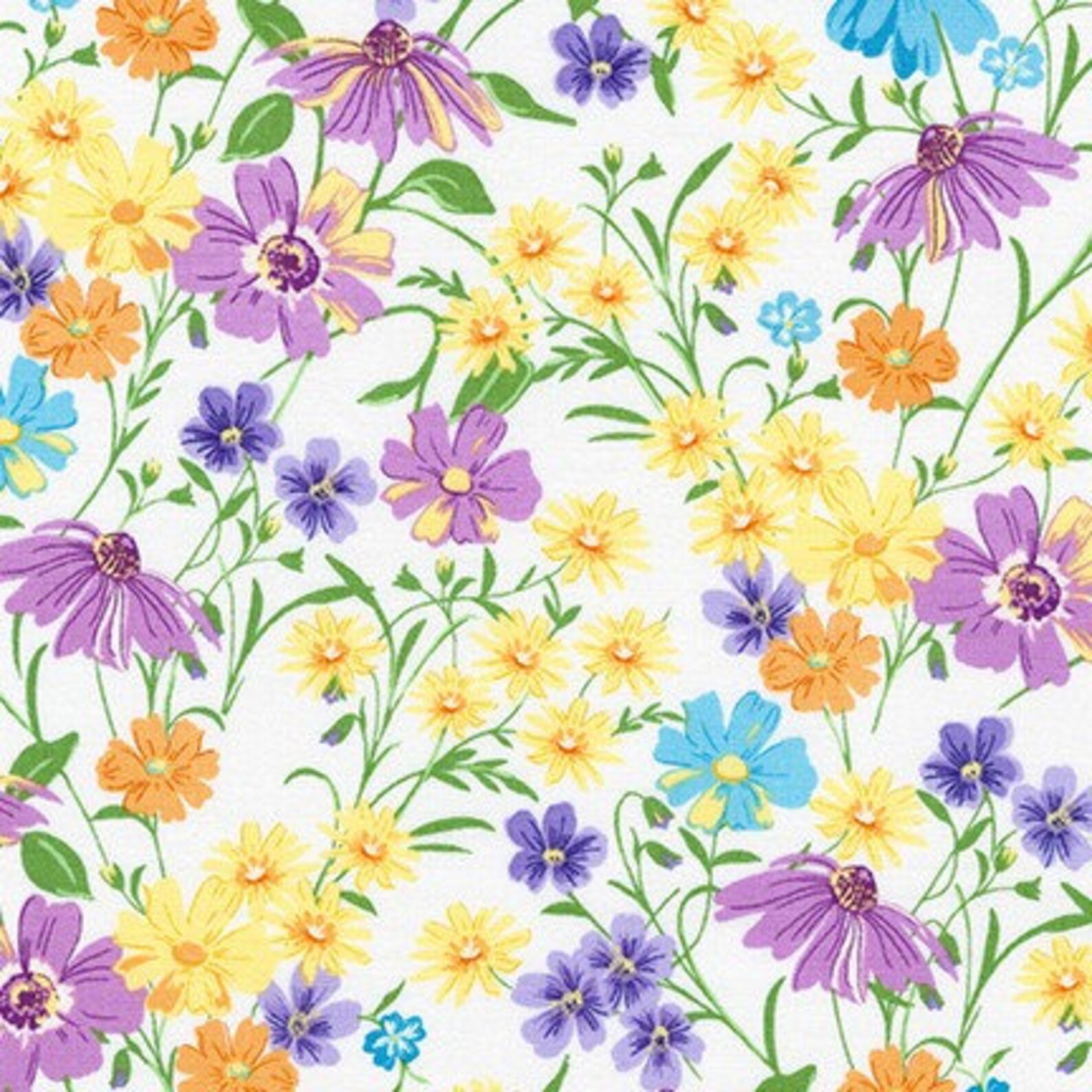 Robert Kaufman Flowerhouse Wildflowers Natural Fabric by Etsy