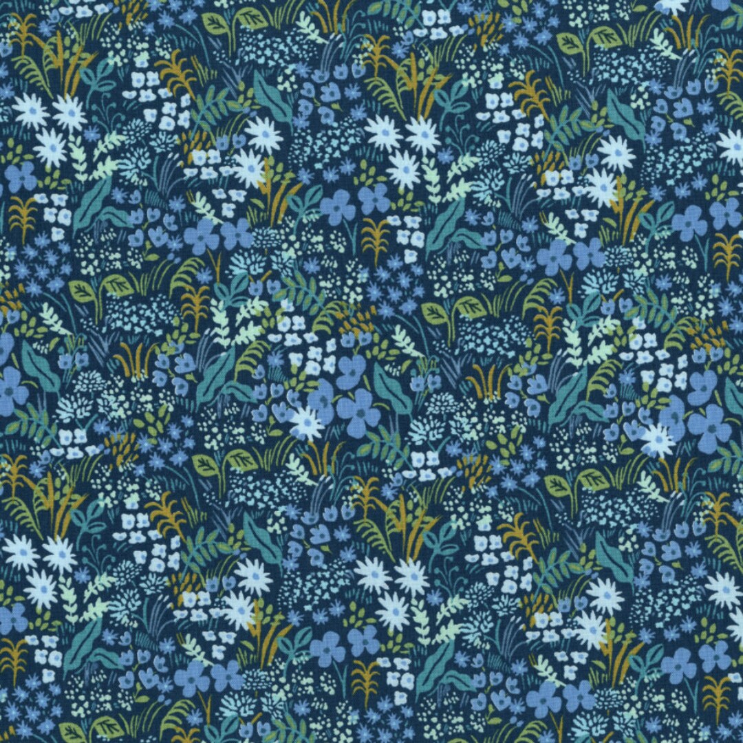 Cotton Steel English Garden Meadow Blue Fabric by Rifle Paper Co