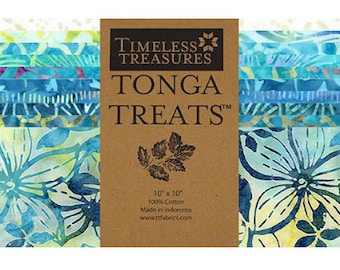 Tela batik Tonga Treats Splash, cuadrados de 25 cm (42 piezas)