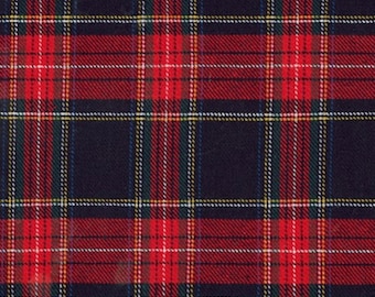 57" Width - Sevenberry Classic Plaid Twill - Red/Navy Yarn Dyed Twill Fabric