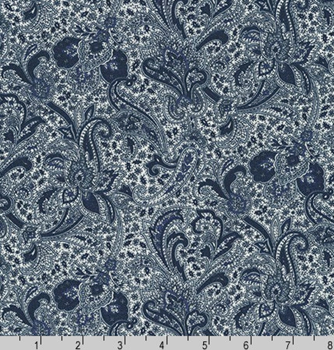 Robert Kaufman Cotton Paisley Prints White Fabric by Sevenberry Cotton