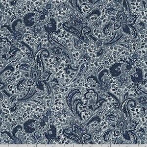 Robert Kaufman - Cotton Paisley Prints - White Fabric by Sevenberry - Cotton Fabric