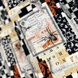 Boo Brew - Spiders on Spooky Documents - Cotton Fabric