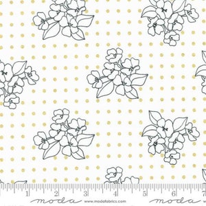 Gilded Metallic Paper Gold - Floral Dots Gold Metallic Fabric by Alli K Design - Metallic Cotton Fabric