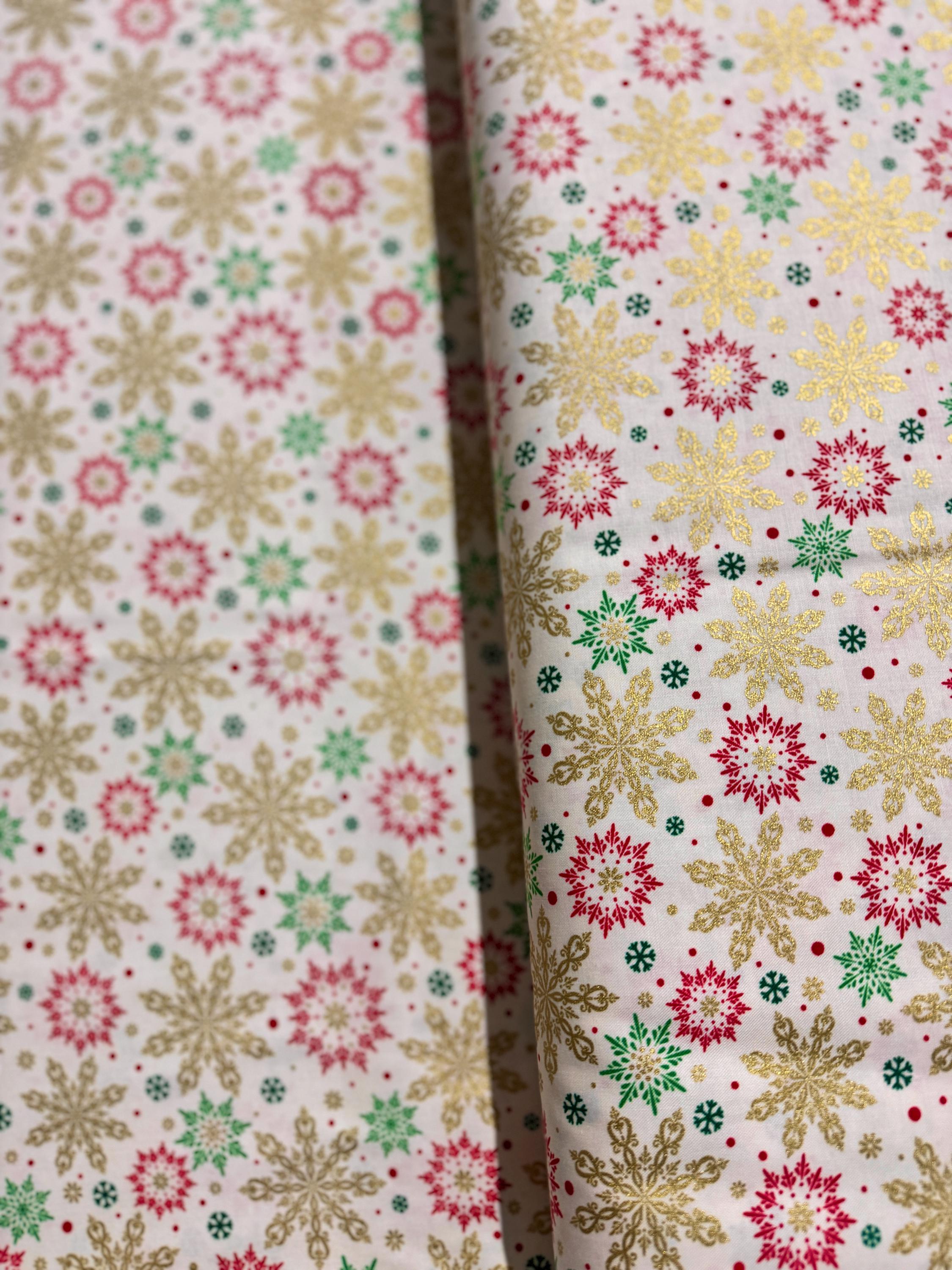Guirlande Tissu Flocon De Neige - Crème Et Or - Neuve, Décoration