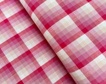 Watermelon Check Plaid Fabric: Kitchen Window Wovens Cotton by Elizabeth Hartman