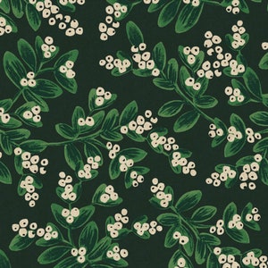Canvas Fabric - Cotton + Steel - Holiday Classics - Mistletoe Evergreen by Rifle Paper Co. - Cotton Canvas Fabric