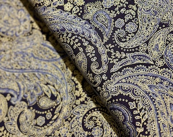 Holiday Blenders - Metallic Paisley Charcoal - Metallic Cotton Fabric