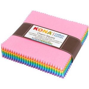 Kona Cotton Pastel Colorway Charm Pack - 85 pieces, 5&quot; x 5&quot; Precut Fabric Squares