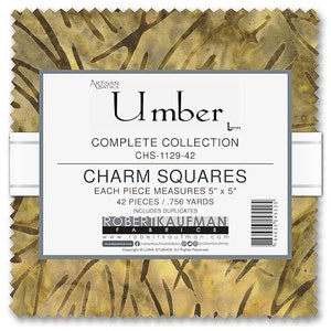 Artisan Batiks Umber Charm Pack by Lunn Studios - 42, 5&quot; x 5&quot; Precut Fabric Squares