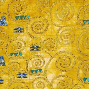 Robert Kaufman - Gustav Klimt - Swirls Gold Metallic - Cotton Fabric
