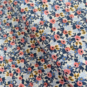 Les Fleurs – Rosa Periwinkle Fabric by Rifle Paper Co. for Cotton + Steel. - Cotton Fabric