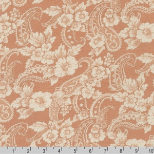 Rayon Fabric - Sunset Studio Collection - Rayon Crinkle - Florals Paisley Apricot - 50&quot; Width