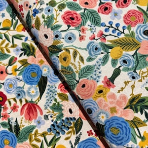 Canvas Fabric - Wildwood – Garden Party Blue Canvas Fabric by Rifle Paper Co. for Cotton + Steel | Floral Cotton Canvas Fabric