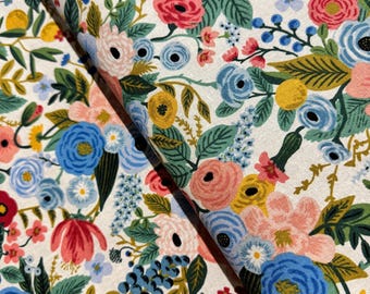 Floral Cotton Canvas Fabric: Rifle Paper Co. Garden Party Blue