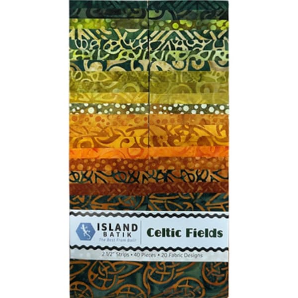 Paquete de tiras batik Celtic Fields/rollo de tela precortado (40 tiras de tela de 6,35 x 107 cm)