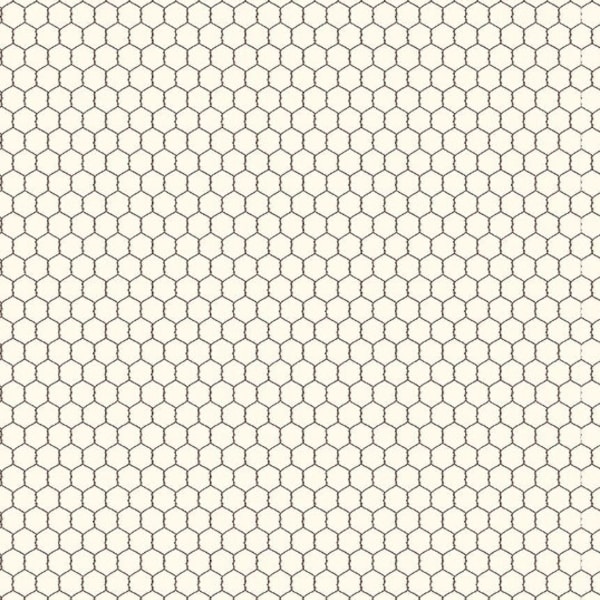 Timeless Treasures - Spring Chicken - Chicken Wire Fence Cream Fabric - Digital Print - Cotton Fabric