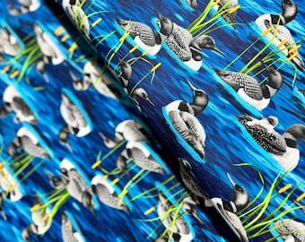 Lake Life - Loons Fabric by George McCartney - Digital Print - Cotton Fabric