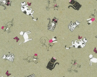 Robert Kaufman - Fancypants - Cats Natural Fabric by World Art Group - Cotton Fabric