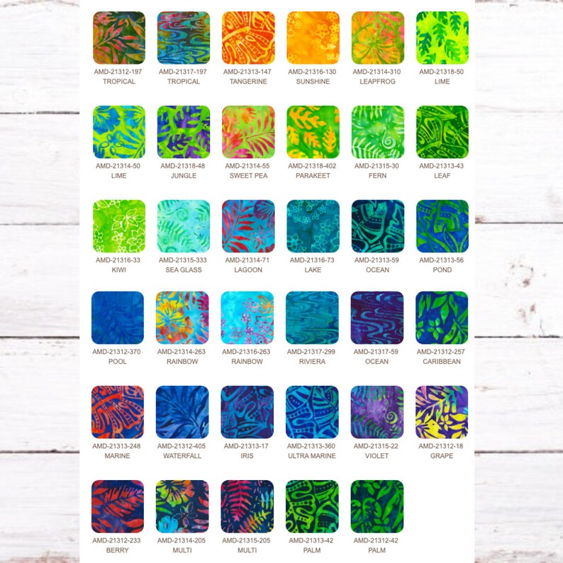 Square Cloth Pattern Names Artisan Batiks Tropical Fabric Charm Pack: 42 Cotton Squares - Etsy