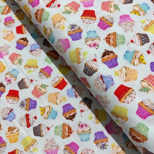 Sweet Tooth - Cupcakes on Mint by Mary Lake Thompson - Cotton Fabric