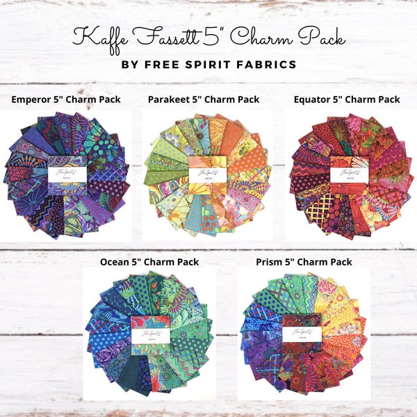 Free Spirit - Kaffe Fassett Collective Classics 5" Squares/Charm Packs - 42, 5" x 5" Precut Fabric Squares - *Each Sold Separately*