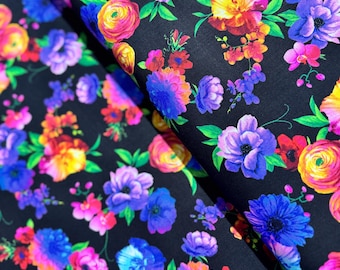 Tela con estampado floral brillante de Chong-a Hwang - Tela de algodón