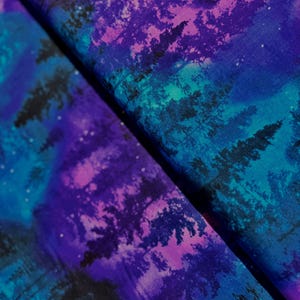Aurora - Winter Solstice - Aurora Trees Fabric - Cotton Fabric