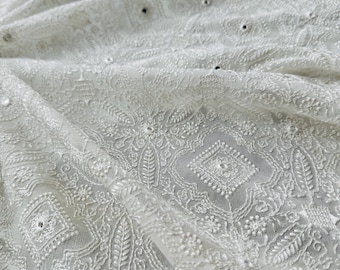Embroidered Georgette With Sequins And Tiny Mirror Work/Lustrous and Sheer Fabric