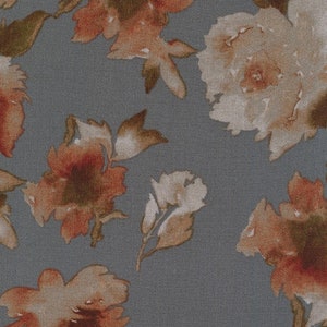 Rayon Fabric - Sunset Studio Collection - Rayon Crinkle - Florals Grey - 50&quot; Width