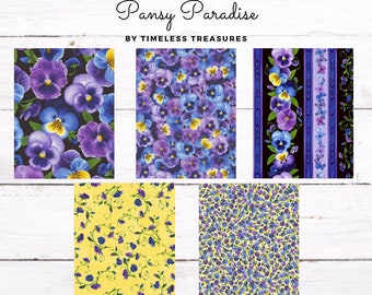 Purple Lovely Packed Pansies Elizabeth's Studio 100% cotton fabric by the yard Purple Lovely Packed Pansies Elizabeth's Studio 100% cotton fabric by the yard