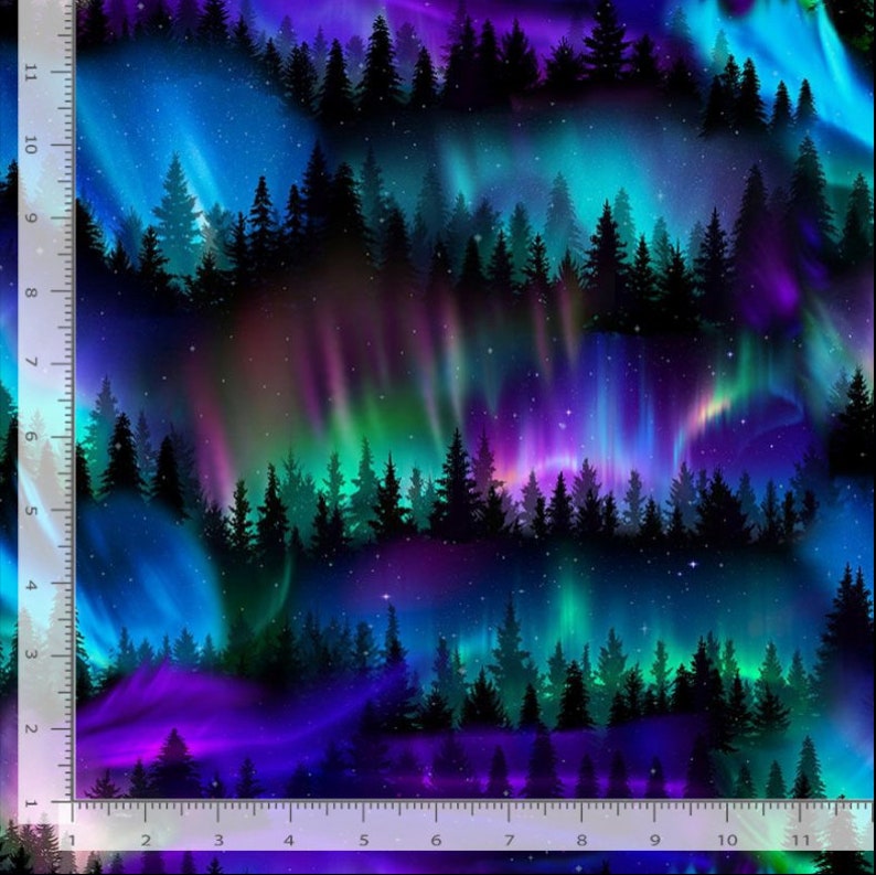 Aurora Borealis Forest Fabric by Timeless Treasures – Northern Lights ...