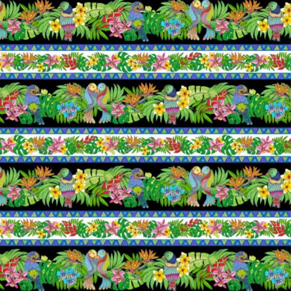 Wilmington Prints - Tropical Flair - Repeating Stripe Multi Fabric by Hello Angel - Cotton Fabric