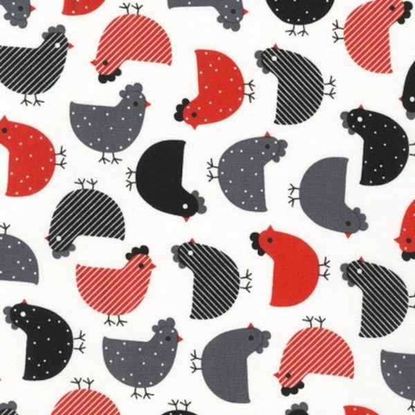 Robert Kaufman - Urban Zoologie - Chickens Fabric by Ann Kelle - Cotton Fabric