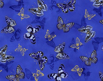 Tela metálica con mariposas a la luz de la luna de Chong-a Hwang para Timeless Treasures