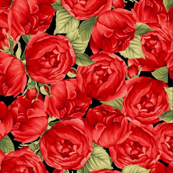 Red Rose Fabric Etsy