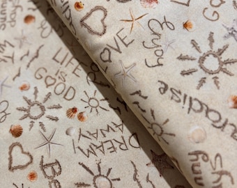 Beach Sand Fabric Seashell Starfish Coastal Quilting Cotton Timeless Treasures