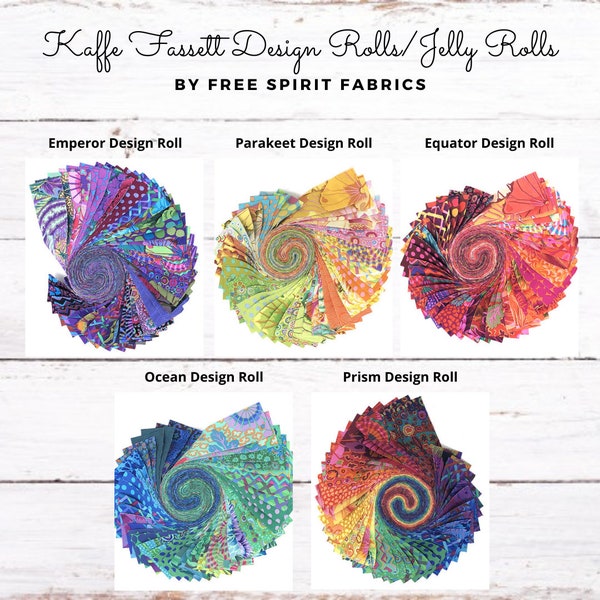 Free Spirit - Kaffe Fassett Classics Emperor/Parakeet/Equator/Ocean/Prism Design Roll/Jelly Roll - 40, 2.5" x 42" Precut Fabric Strips