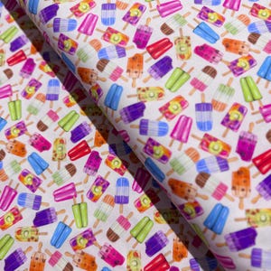 Sweet Tooth - Popsicles on Pink by Mary Lake Thompson - Cotton Fabric