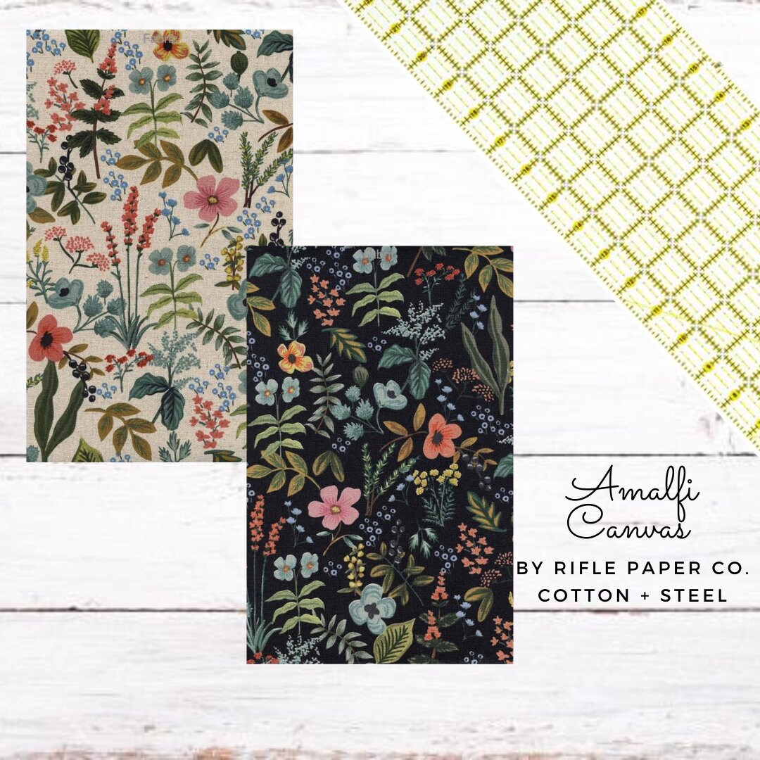 Canvas Fabric Cotton Steel Amalfi Herb Garden by Rifle Etsy