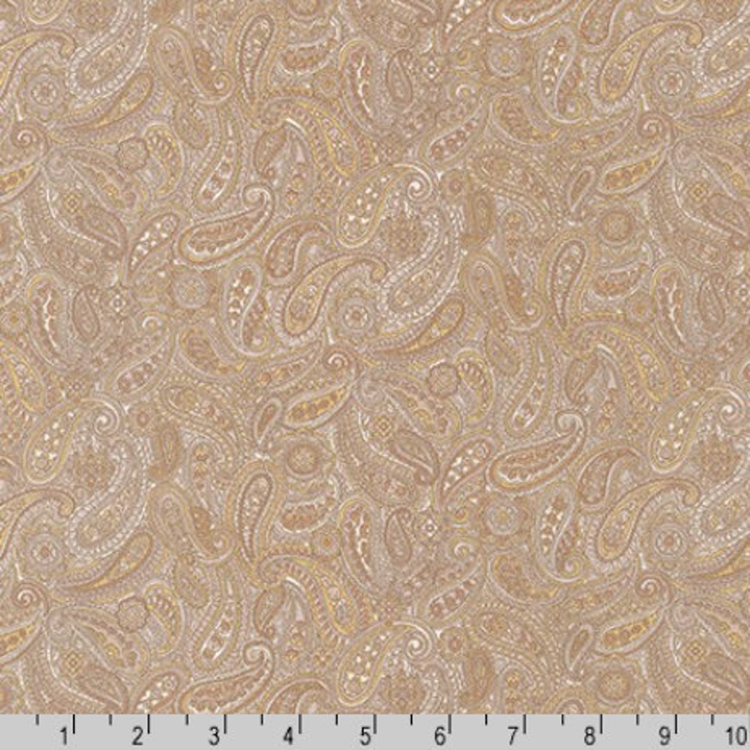 Robert Kaufman Cotton Paisley Prints Natural Fabric by Sevenberry
