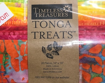 Cuadrados de tela batik Tonga Treats: Timeless Treasures Shortcake, 25 cm (20 piezas)