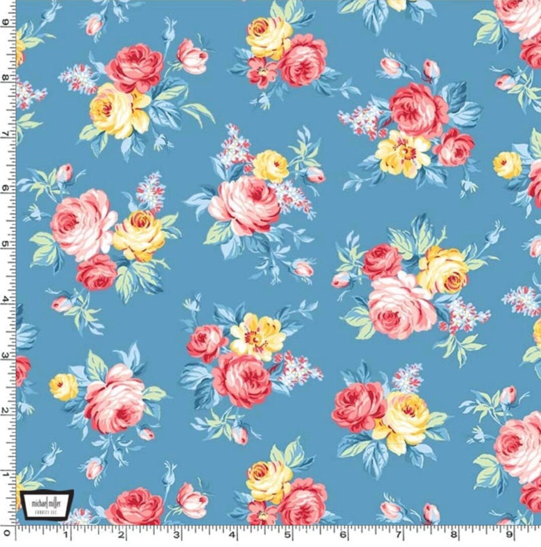 Country Cottage - Locally Grown Blue - Cotton Fabric - Etsy
