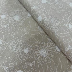 Botany Mochi Linen Paper: Floral Cotton Linen Fabric by Alli K Design image 4