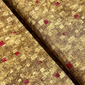 Gustav Klimt - Red Gold Metallic - Cotton Fabric