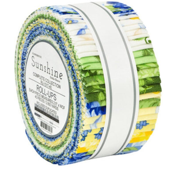 Robert Kaufman - Flowerhouse Sunshine Roll Up/Jelly Roll by Debbie Beaves - 40, 2.5" x 42" Precut Fabric Strips