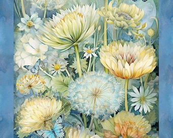 Forest Whisper Fabric Panel: Wildlife Floral Scene - Timeless Treasures Cotton (23" x 43")